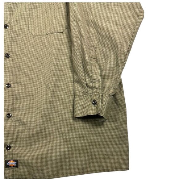 Vintage Dickies Work Shirt Men's Houndstooth Button Up khaki Grunge Skater sz 3x - Picture 3 of 8